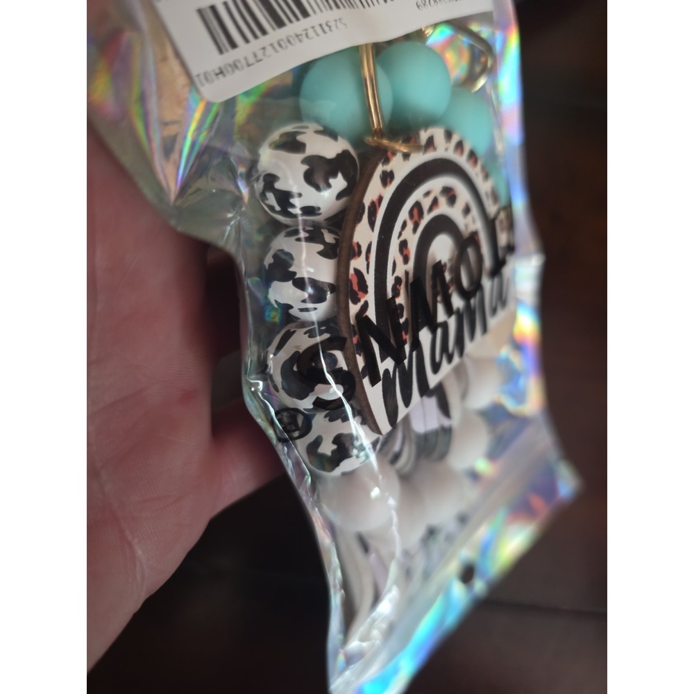 Mama Teal And White Tassel Keyring - Picture 3 of 5